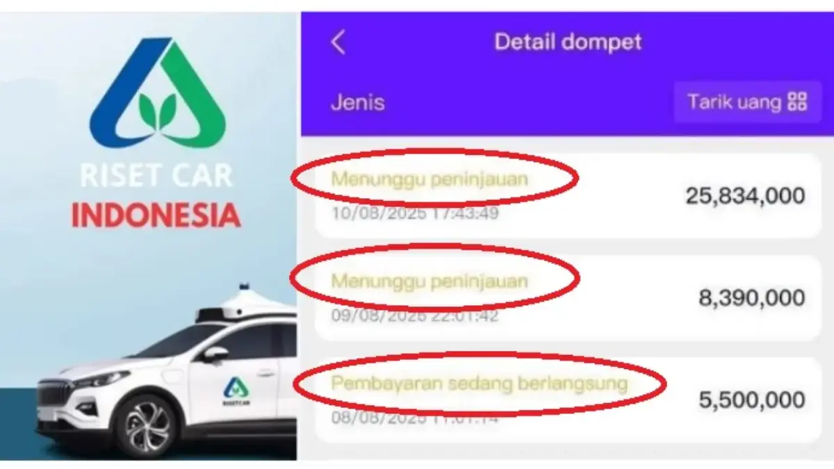 Bukti aplikasi Risetcar scam atau penipuan, dana anggota sudah tidak bisa diambil lagi.