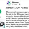 Pengumuman dari Aplikasi Risetcar yang sudah bangkrut