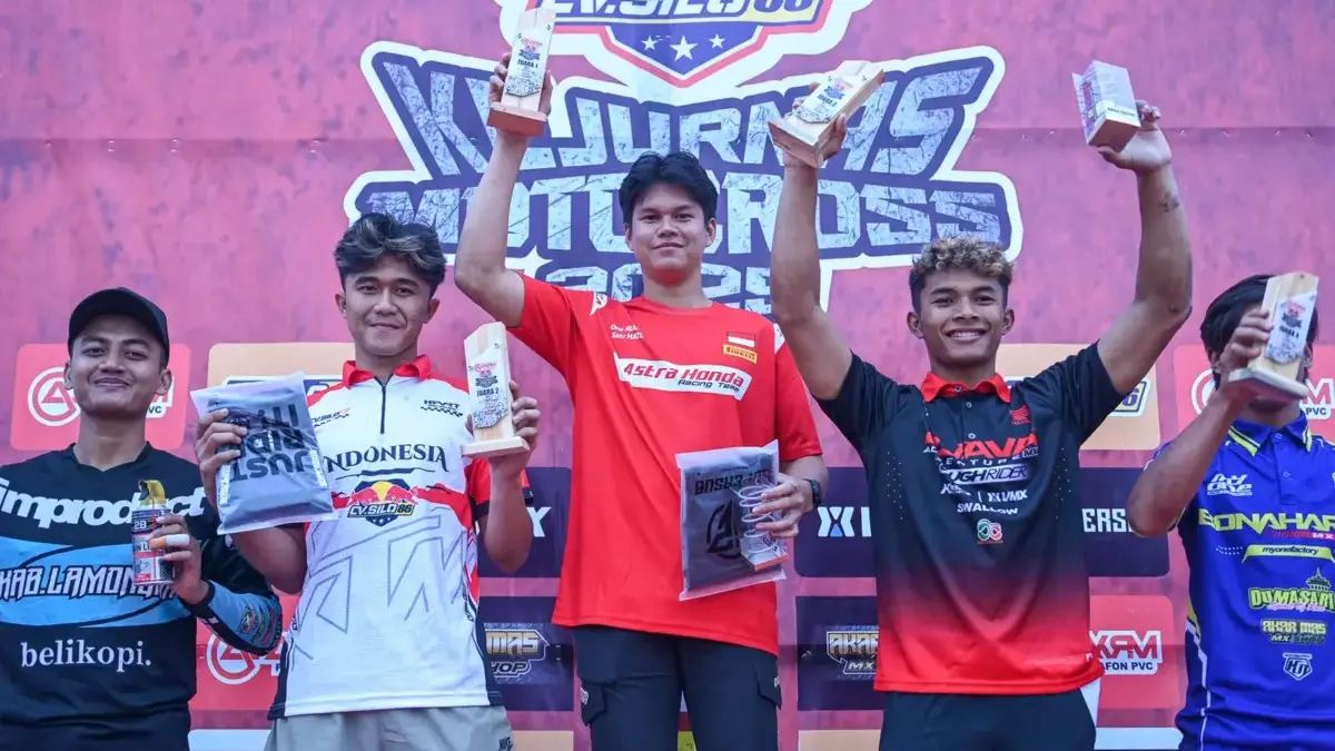 Astra Honda Optimistis Raih ‘Back To Back’ Podium di Kejurnas Motocross Para pemenang dari Astra Honda Racing Team (AHRT) di seri kelima Kejurnas Motocross Indonesia 2025