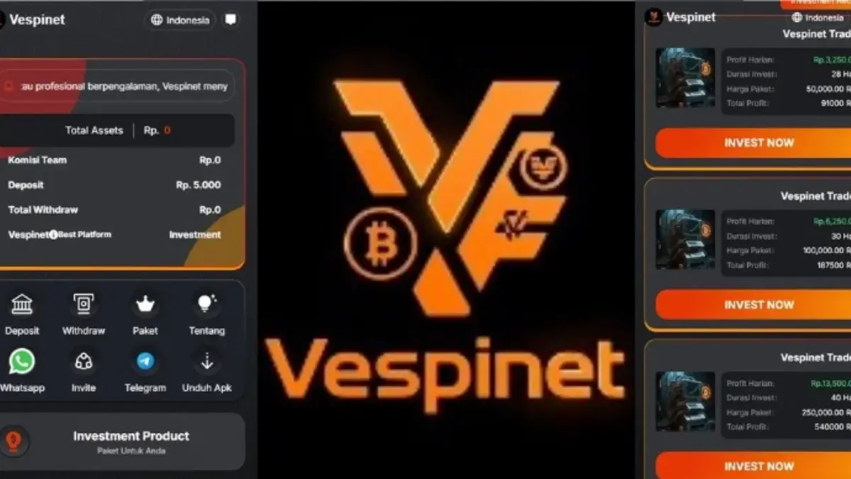 Investasi Mulai Rp50.000, Benarkah Paling Aman Pakai Aplikasi Vestpinet? Aplikasi Vestpinet yang diduga sebagai ponzi.