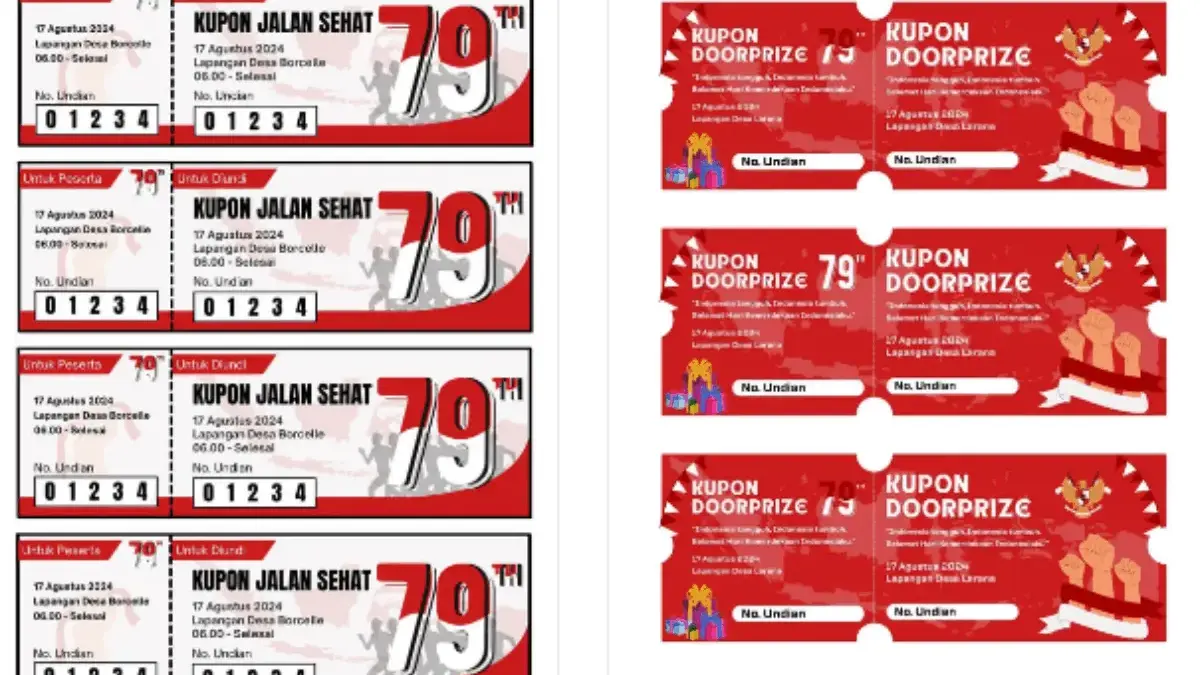 Link Download Tamplate Kupon Jalan Sehat HUT RI Gratis, untuk Undian dan Doorprize Link Download Tamplate Kupon Jalan Sehat HUT RI Gratis, untuk Undian dan Doorprize