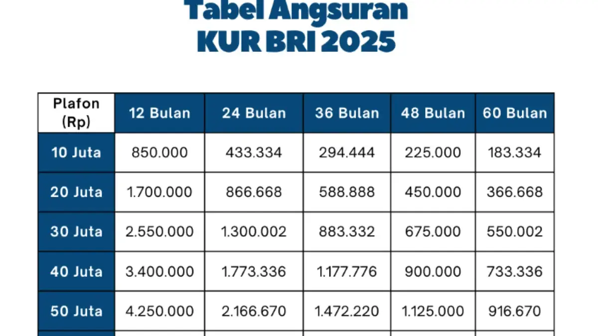 Ini Tabel Angsuran Terbaru KUR BRI 2025 Pinjaman 100 Juta, Berikut Syarat dan Ketentuannya!