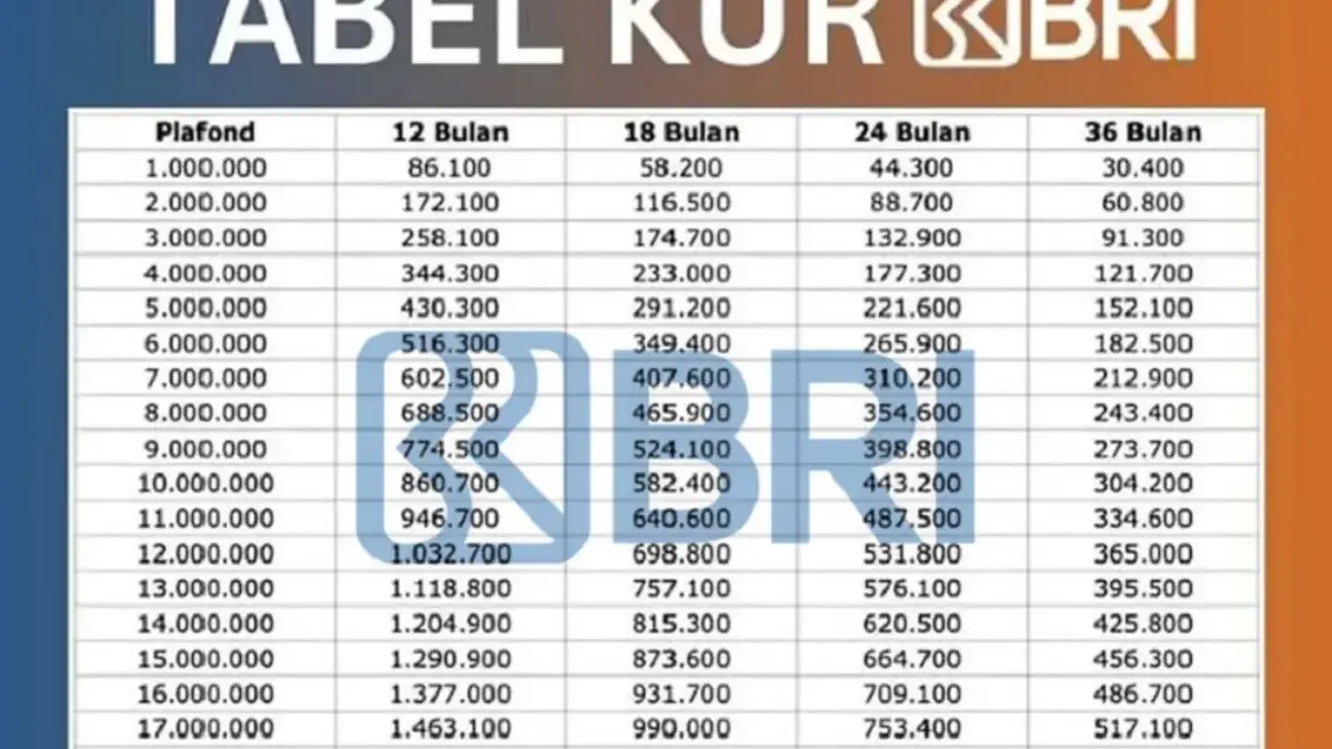 Ini Update Tabel KUR Kecil Bank BRI 2025