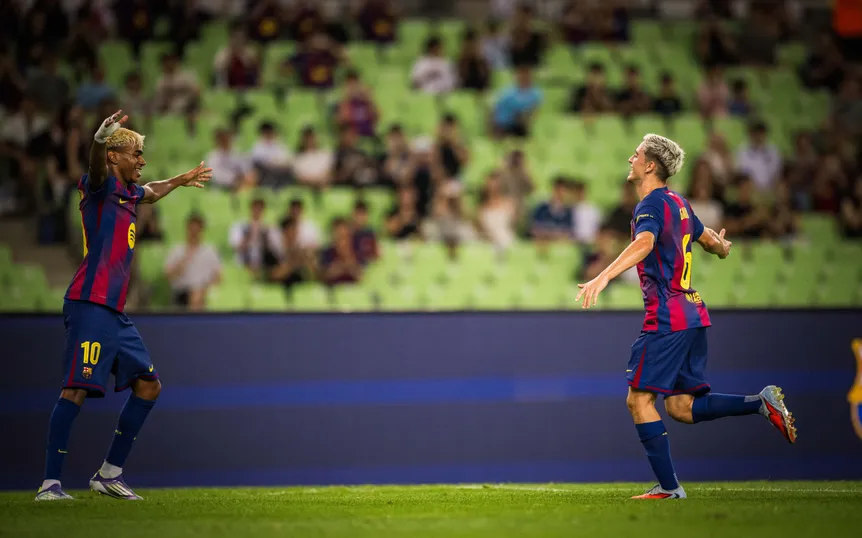 Lagi Tayang, Ini Link Live Streaming Mallorca vs Barcelona Pertandingan LaLiga 2025 Pemain Barcelona dalam laga uji coba pramusim 2025 kontra Daegu FC.