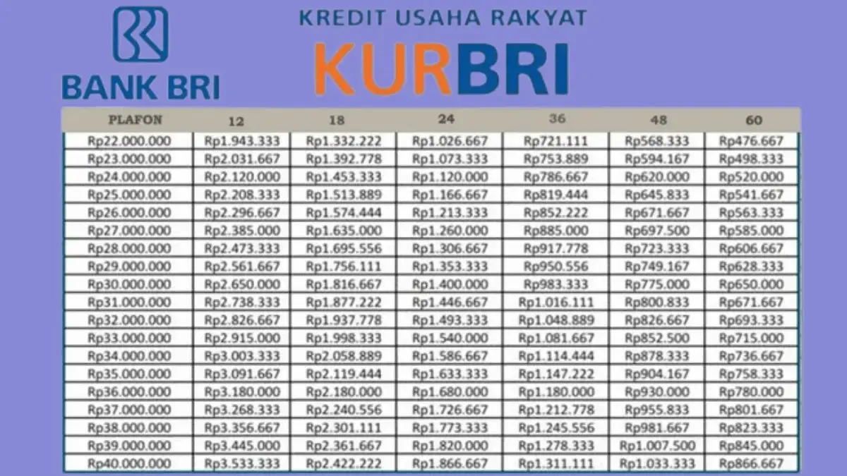Terbaru Tabel KUR BRI 2025 di Bulan Agustus, Cocok untuk UMKM