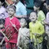Ilustrasi anak -anak bermain angklung di Kota Bandung. (son)