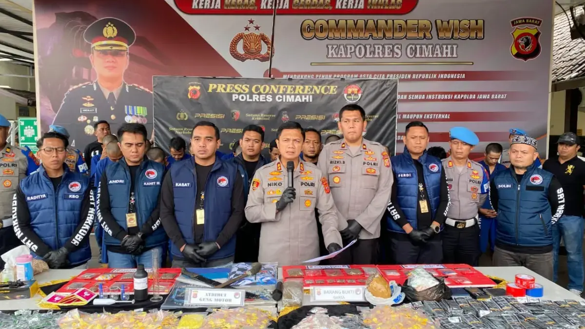 Polres Cimahi saat Ungkap Kasus Peredaran Obat-obatan terlarang dan Narkotika jenis Sabu