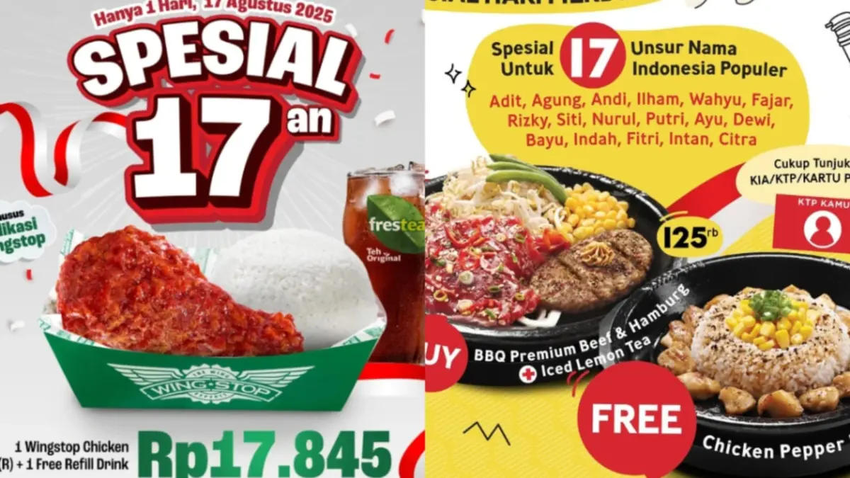 10 Promo Makanan & Minuman HUT RI ke-80, Bikin 17 Agustus 2025 Makin Meriah Promo Makanan & Minuman HUT RI ke-80, Bikin 17 Agustus 2025 Makin Meriah