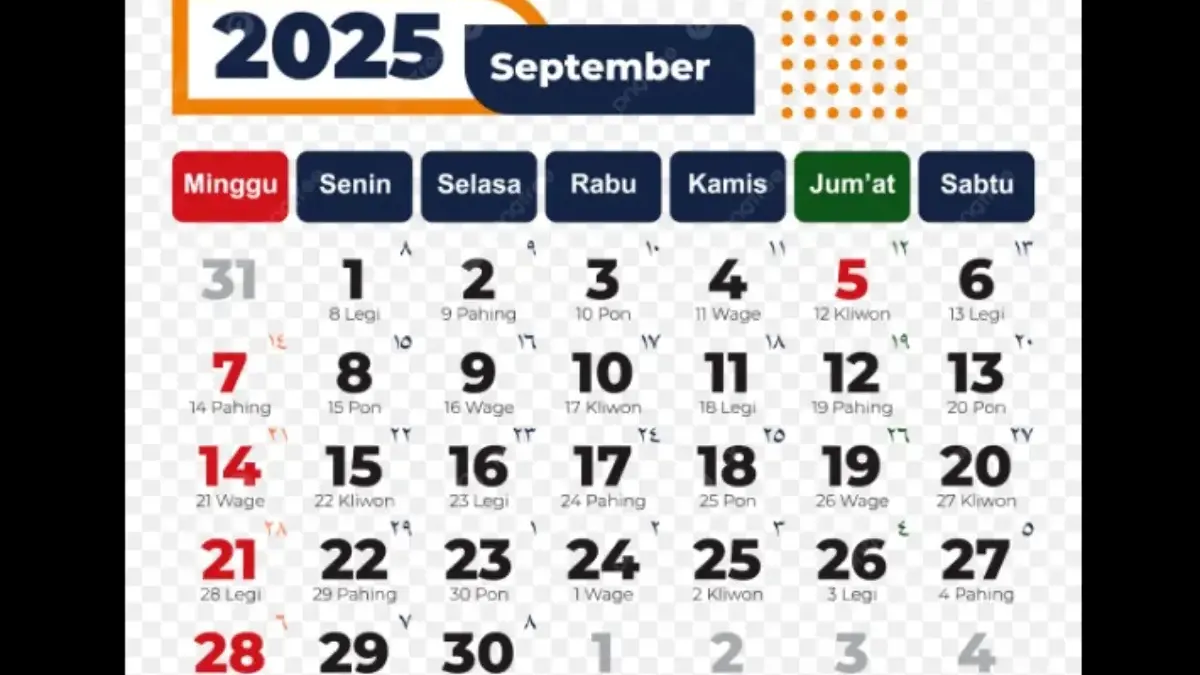 Daftar Hari Libur di Bulan September 2025, Siap-siap Liburan Long Weekend di Awal Bulan ILUSTRASI kalender September 2025, yang ada hari libur nasionalnya.