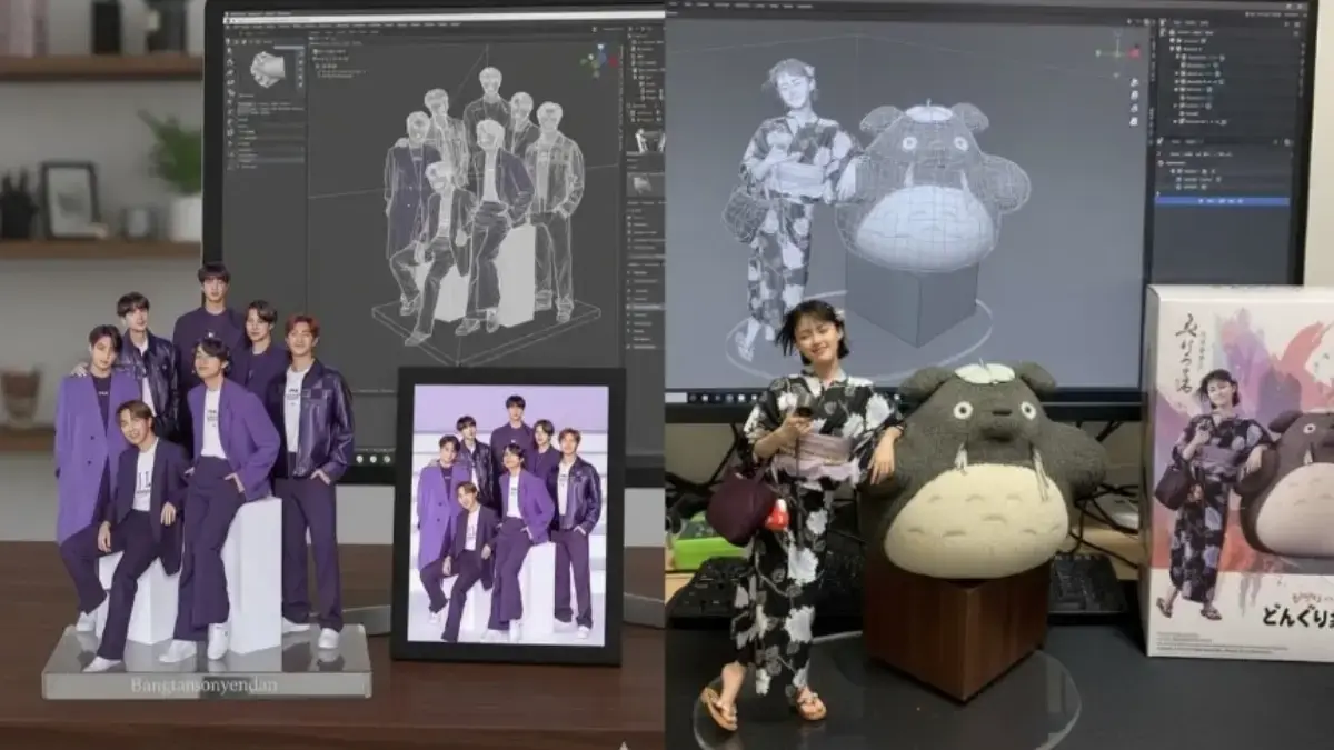 ILUSTRASI tren edit foto miniatur action figur yangs edang viral.