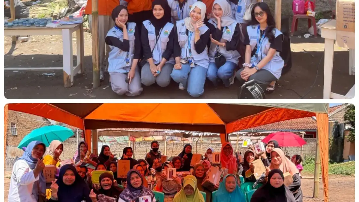 Tim Pengabdian kepada Masyarakat Fakultas Farmasi Universitas Bhakti Kencana bersama mahasiswa lintas fakultas