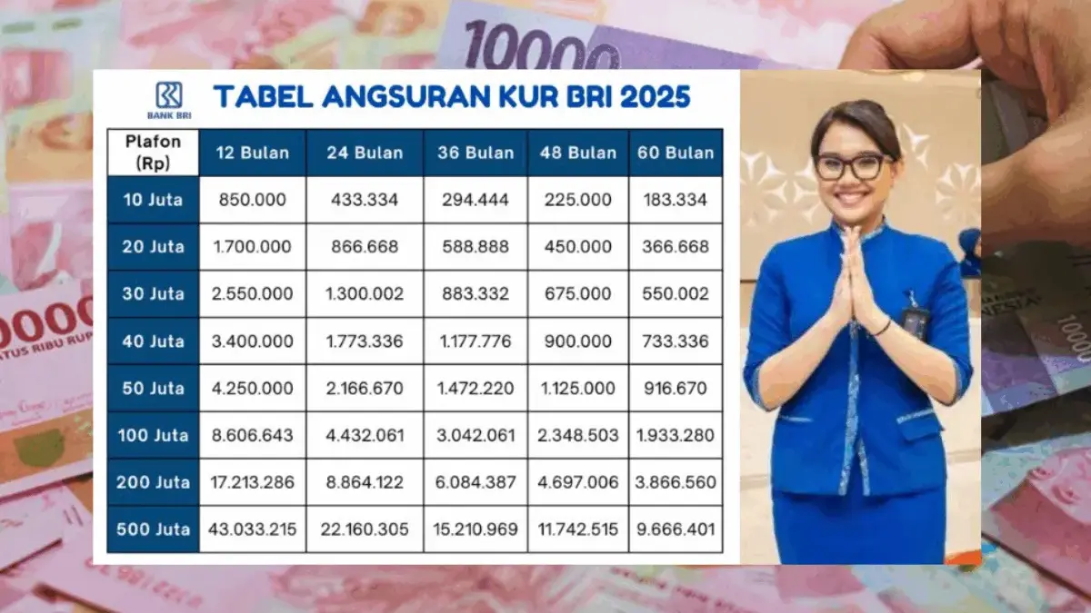 Simulasi Tabel KUR BRI 2025 Terbaru: Plafon Pinjaman Rp75 juta, Cicilan Mulai dari Rp220 ribu Simulasi Tabel KUR BRI 2025 Terbaru: Plafon Pinjaman Rp75 juta, Cicilan Mulai dari Rp220 ribu