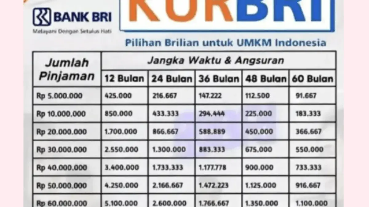Update KUR BRI 2025 Pinjaman 50 Juta dengan Cicilan 50 Ribu, Cek Detail Angsurannya Disini!