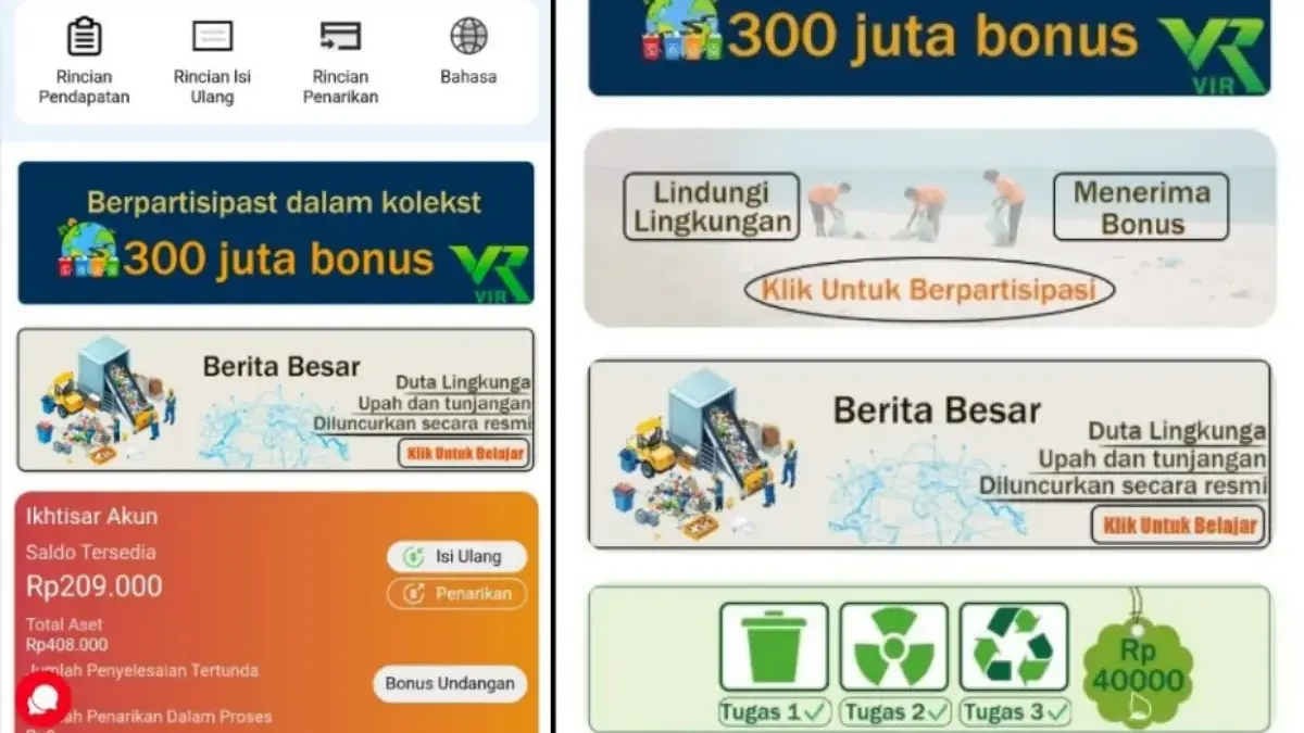 Tampilan website aplikasi VIR yang kini jadi perbincangan.