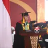 Rektor UPI Prof. Didi Sukyadi saat peringatan Dies Natalis ke-71 tahun 2025 di Balai Pertemuan Umum (BPU) UPI