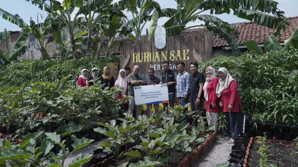 Program BRI Peduli TJSL Dukung Urban Farming melalui BRInita di Bandung TJSL BRI saat melaksanakan kegiatan BRI Bertani di Kota (BRInita) di Buruan SAE Bertoga, Padepokan Hegar, Band