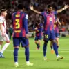 Marcus Rashford (kanan) di laga Barcelona vs Olympiacos.