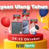 Poster ulang tahun aplikasi NWSport yang ke-2 tahun dengan banyak hadiah