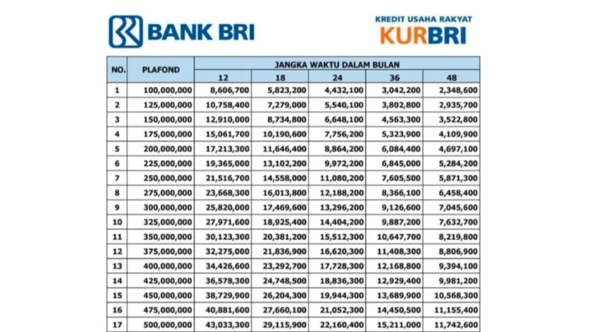 Simulasi Angsuran KUR BRI 2025 Pinjaman 800 Juta Cicilan 300 Ribu, Cek Detailnya Disini!