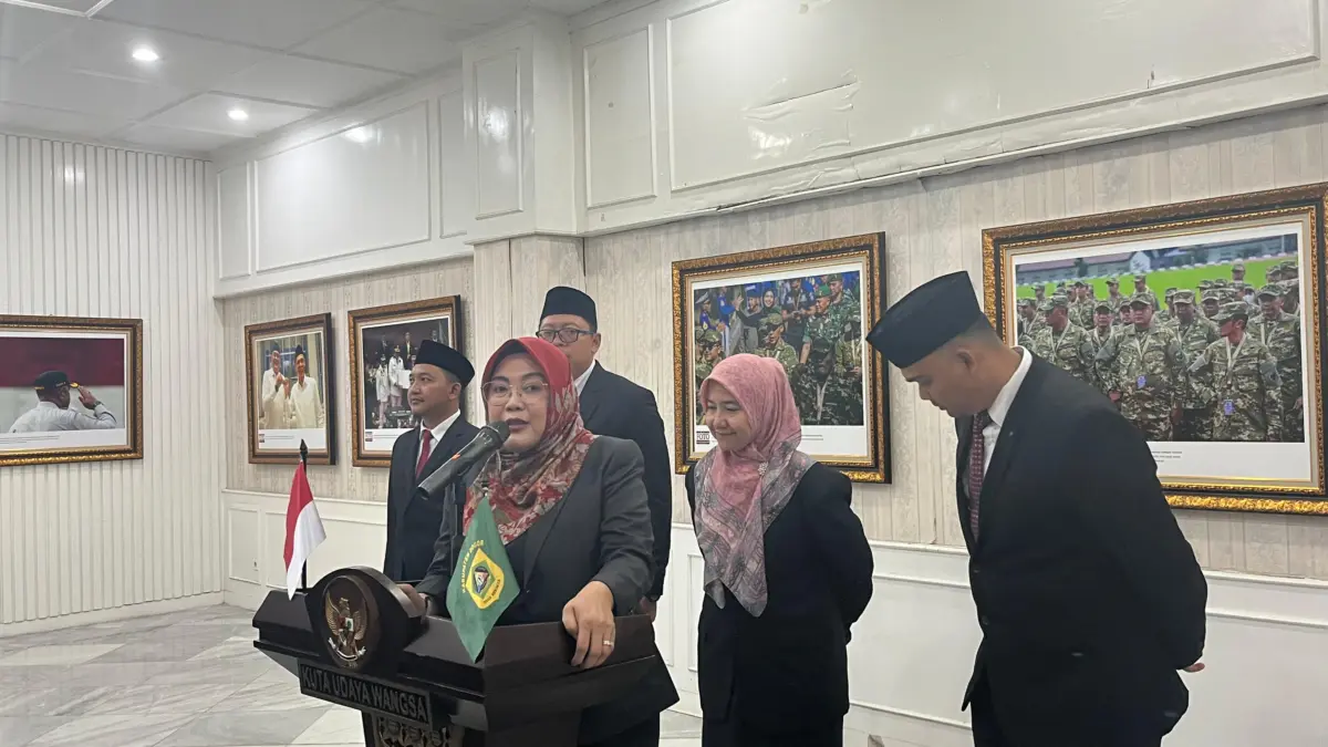 Kepala BKPSDM Kabupaten Bogor Yunita Mustika Putri saat memberikan keterangan di Gedung Tegar Beriman, pada Ka