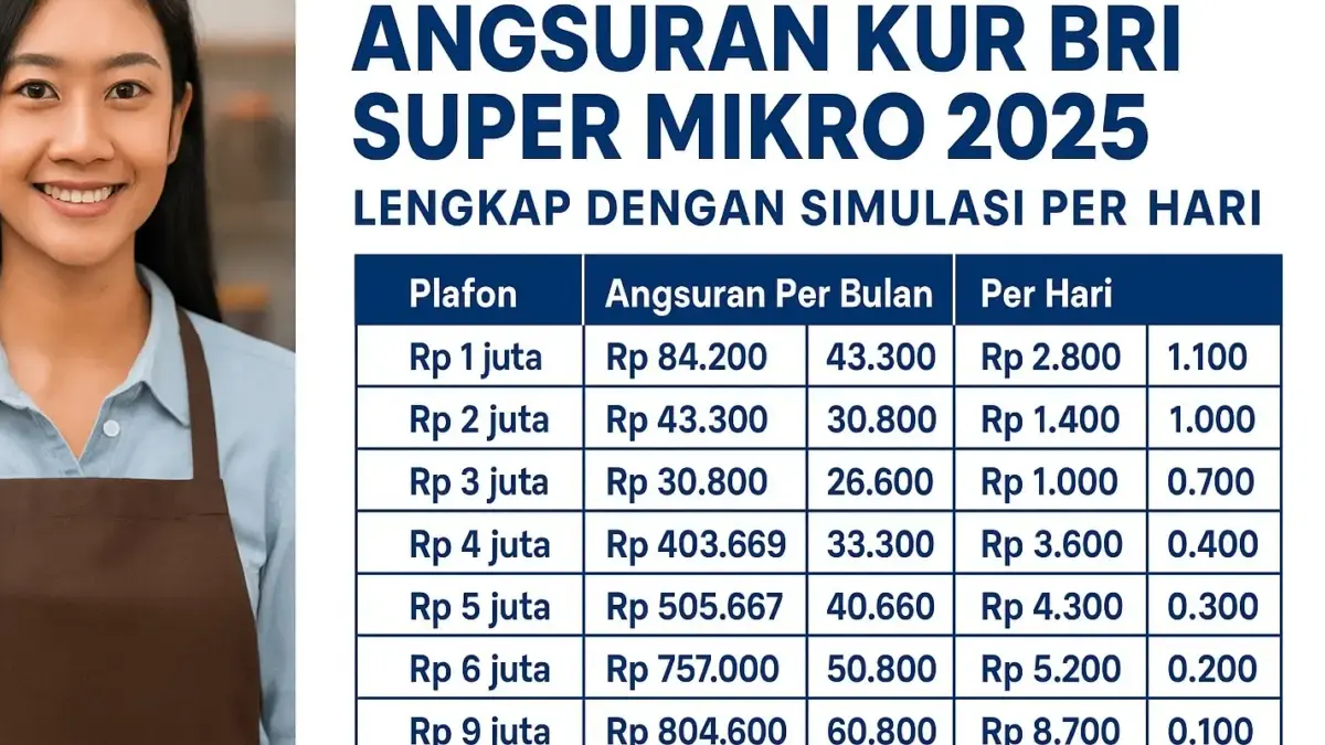 Pelaku Usaha Wajib Tahu! Detail Cicilan KUR BRI Super Mikro Oktober 2025 Lengkap dengan Simulasi Per Hari Pelaku Usaha Kecil Wajib Tahu! Detail Cicilan KUR BRI Super Mikro 2025 Lengkap dengan Simulasi Per Hari
