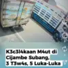 Ist. Tangkap layar rekaman cctv insiden kecelakaan beruntun di Jalan Raya Bandung - Subang, Kampung Cileuleuy,