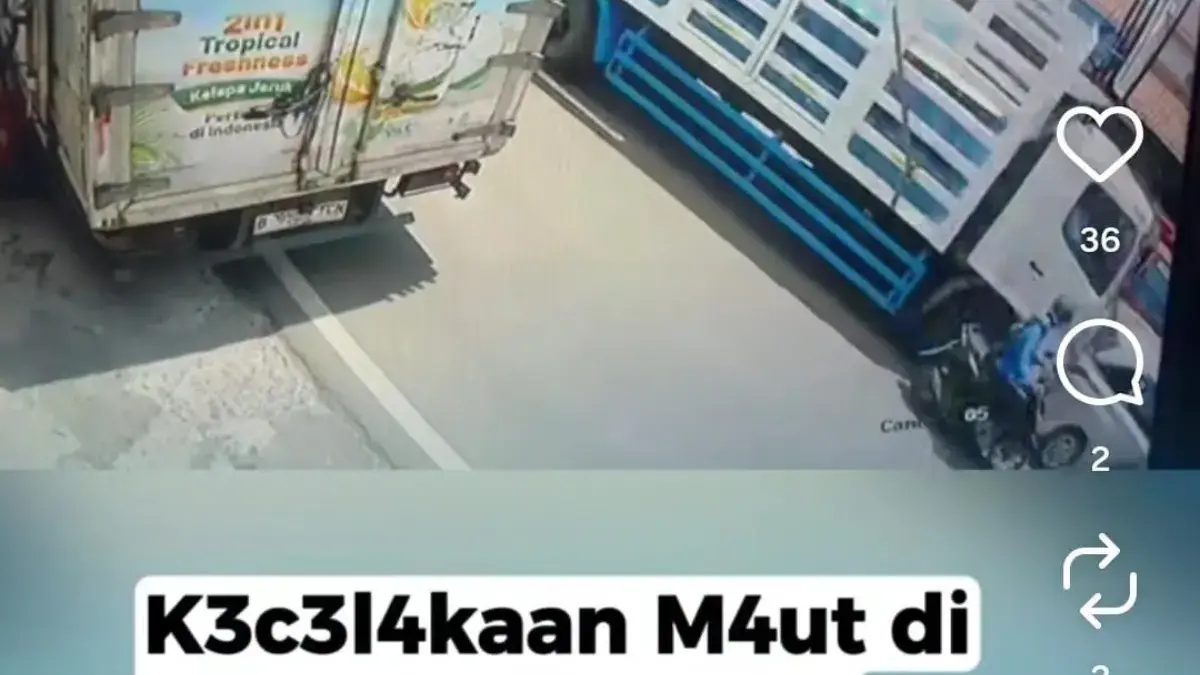 Ist. Tangkap layar rekaman cctv insiden kecelakaan beruntun di Jalan Raya Bandung - Subang, Kampung Cileuleuy,