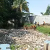 Dinas Lingkungan Hidup (DLH) Kabupaten Bogor membersihkan sampah yang menumpuk di Setu Cikaret, Kecamatan Cibi