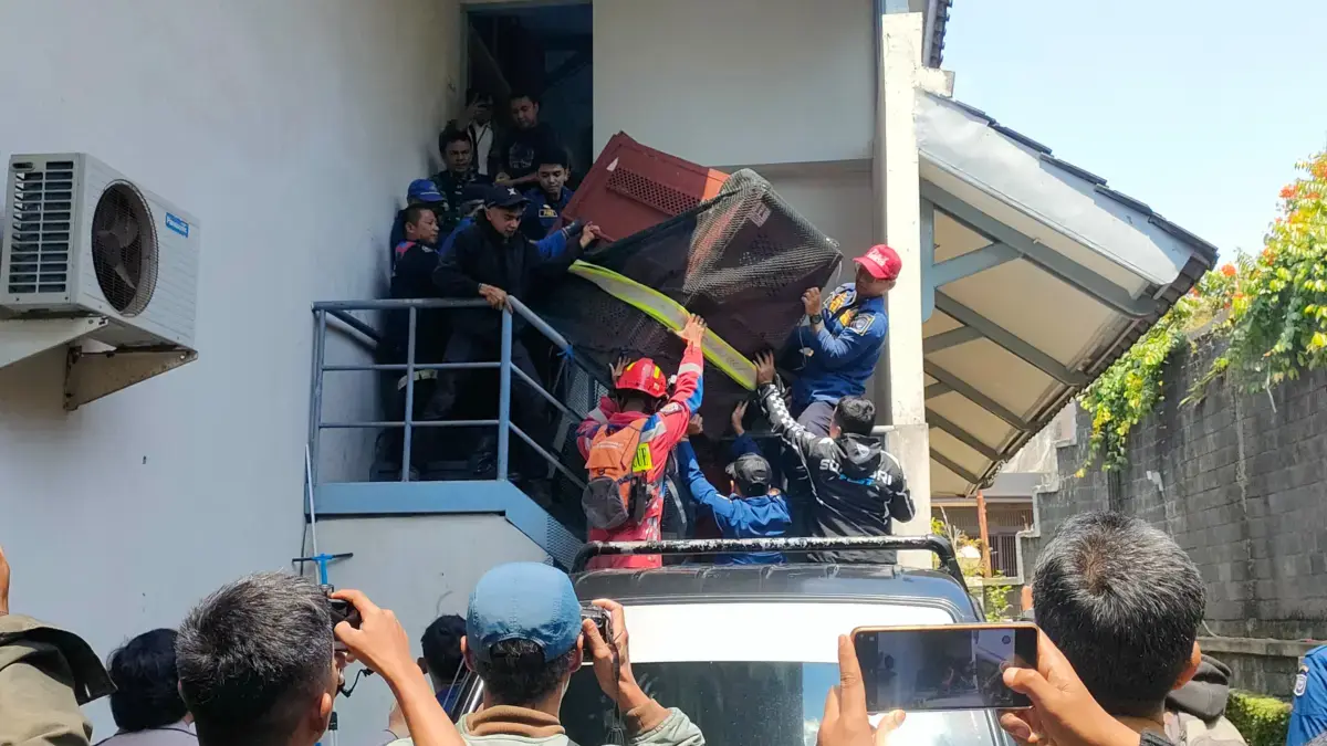 BBKSDA Jabar Akan Lepasliarkan Macan Tutul Jawa yang Ditemukan di Hotel Bandung Dok. Proses evakuasi macan tutul Jawa yang ditemukan di sebuah Hotel di Wilayah Sukasari, Kota Bandung pada be