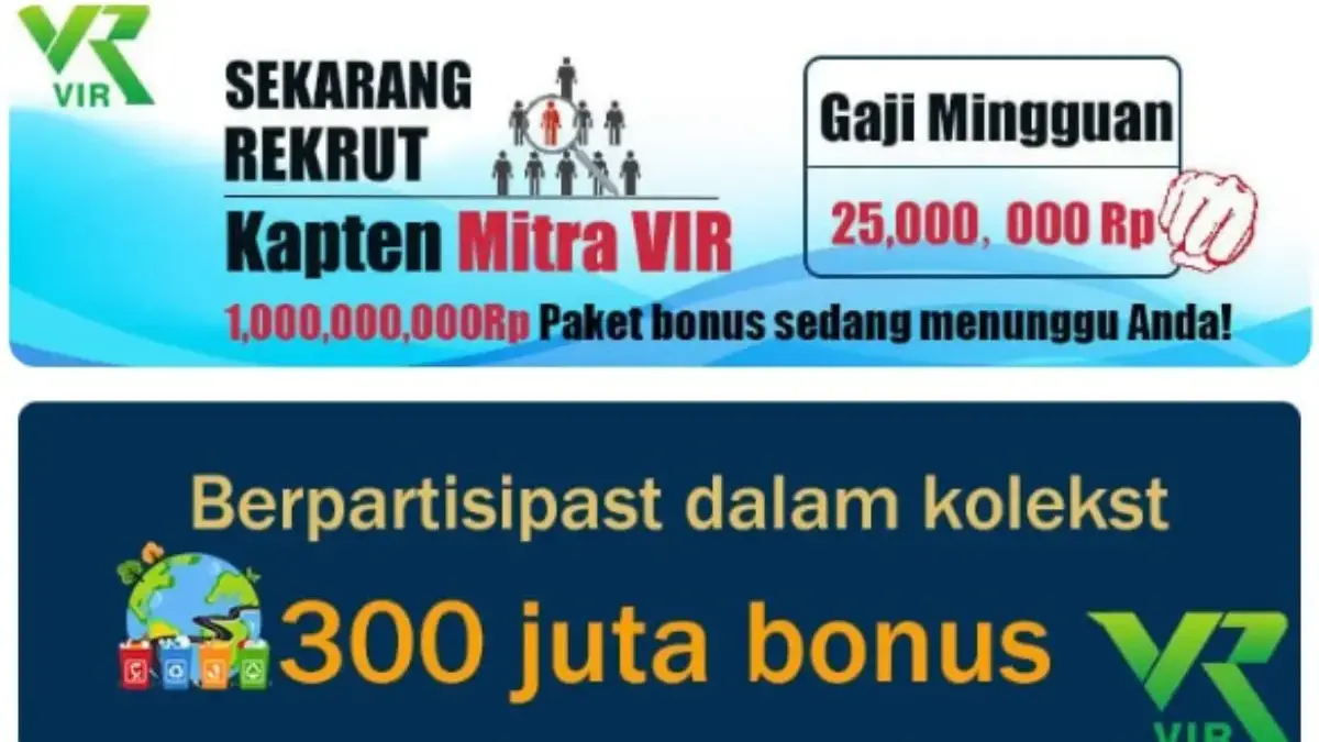 Promo Aplikasi VIR yang akan memberikan gaji hingga Rp25 juta pada anggotanya.