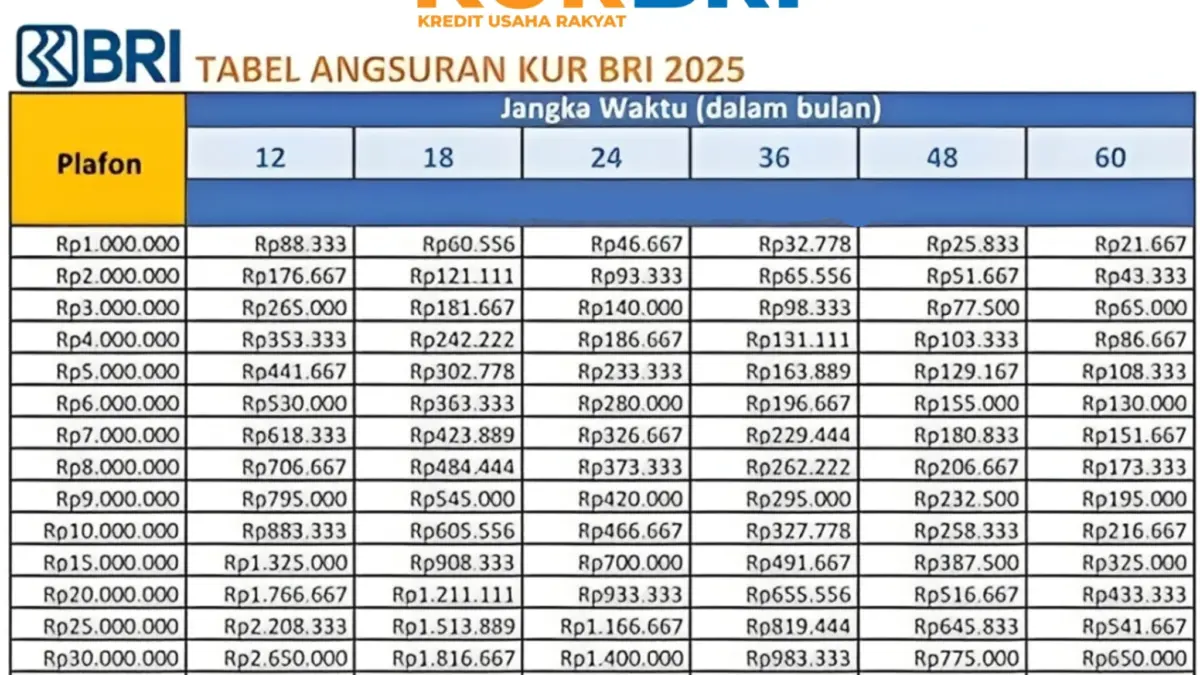 Cicilan Mulai Rp2 Jutaan, Ini Dia Simulasi KUR BRI 2025 Plafon Rp100 Juta