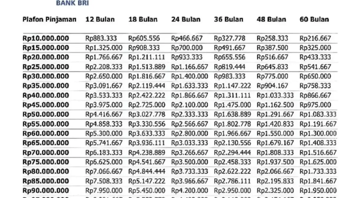 Simulasi Cicilan KUR BRI 2025 Terbaru Pinjaman Rp 50 Juta, Segini Bayar Per Bulannya