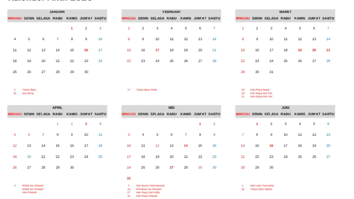 Download Kalender 2026 Lengkap dan Daftar Hari Libur