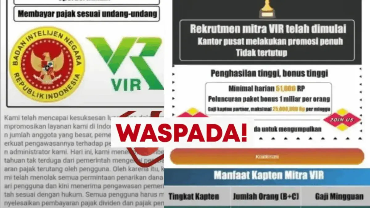 Modus Baru Aplikasi VIR, Minta Pengguna Bayar Pajak Sebelum Cairkan Uang! Modus Baru Aplikasi VIR, Minta Pengguna Bayar Pajak Sebelum Cairkan Uang!
