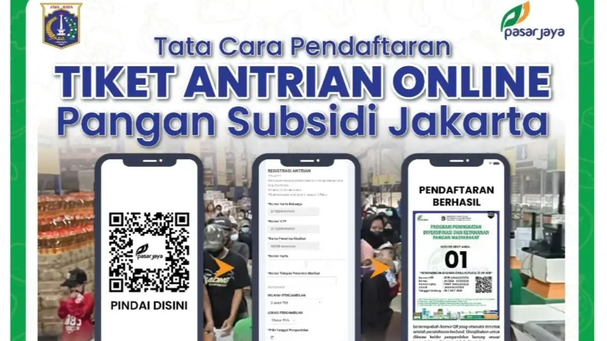 Begini Cara Daftar Online Antre KJP Pasar Jaya 2025 di Link Resmi! Cukup Pakai Hp Tiket Antrian Online KJP Sembako 2025.