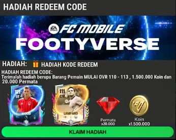 Update Kode Redeem FC Mobile Terbaru 10 November 2025, Gratis Pemain OVR 113 dan Gems Melimpah!