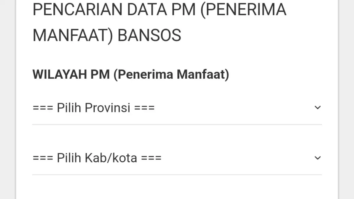 Pencarian Data Penerima Manfaat Bansos.
