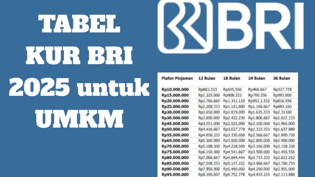 Ilustrasi tabel KUR BRI 2025.