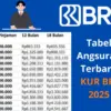 Foto ilustrasi tabel KUR BRI 2025.