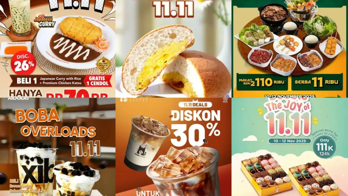 Kumpulan Promo Makanan dan Minuman Spesial 11.11: Ada Marugame, Roti O, Tomoro dan Jco 20+ Promo Makanan dan Minuman Spesial 11.11, Ada Marugame, Roti O, Tomoro dan Jco
