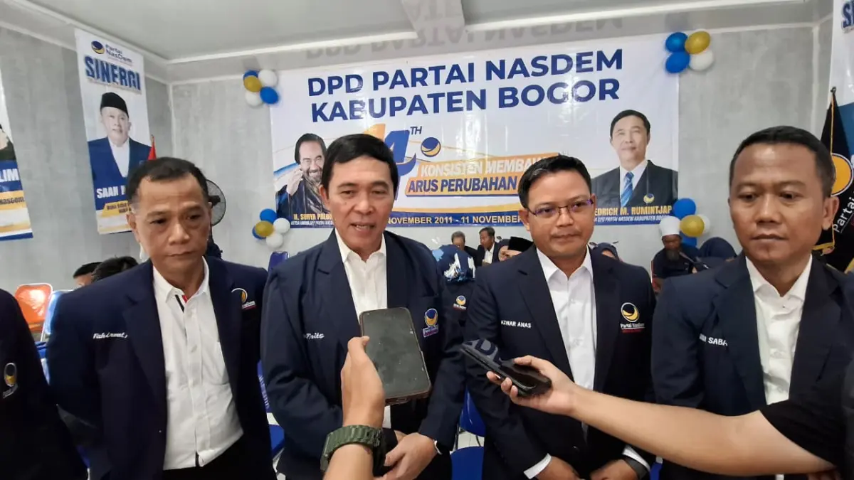 HUT ke-14 Nasdem: DPD Kabupaten Bogor Tegaskan Politik Sebagai Pengabdian Ketua DPD NasDem Kabupaten Bogor, Kolonel (Purn) dr. Friedrich Max Rumintjap. Foto : Sandika