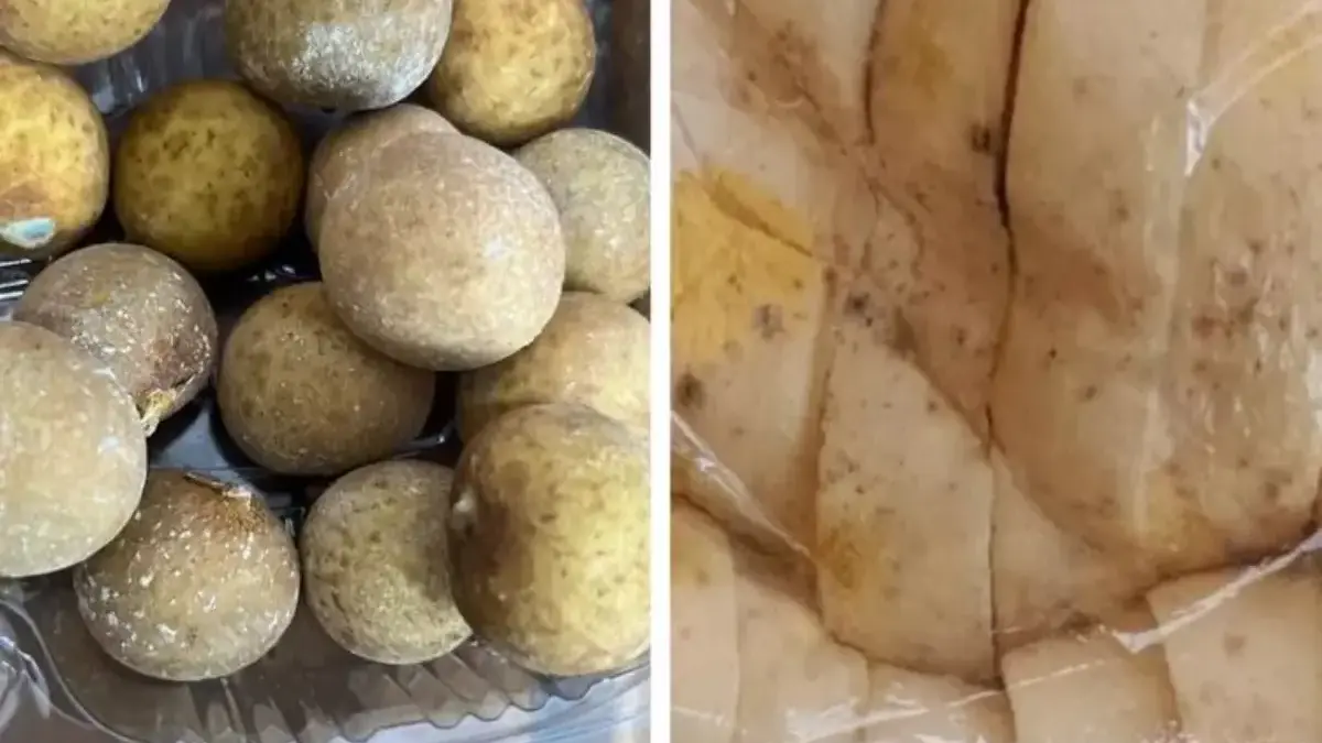 Buah lengkeng dan roti yang sudah berjamur menjadi menu MBG di salah satu wilayah di Kabupaten Ciamis. (Istime