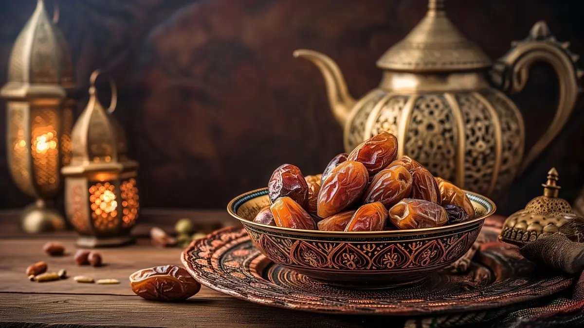 Ilustrasi puasa Ayyamul Bidh Kurma hidangan berbuka puasa.