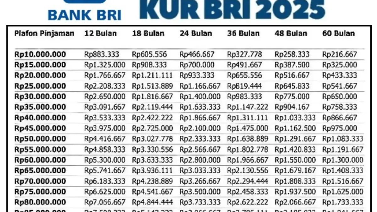 Besaran Angsuran KUR BRI 2026: Plafon Pinjaman Beragam dengan Cicilan Mulai Rp20 Ribuan