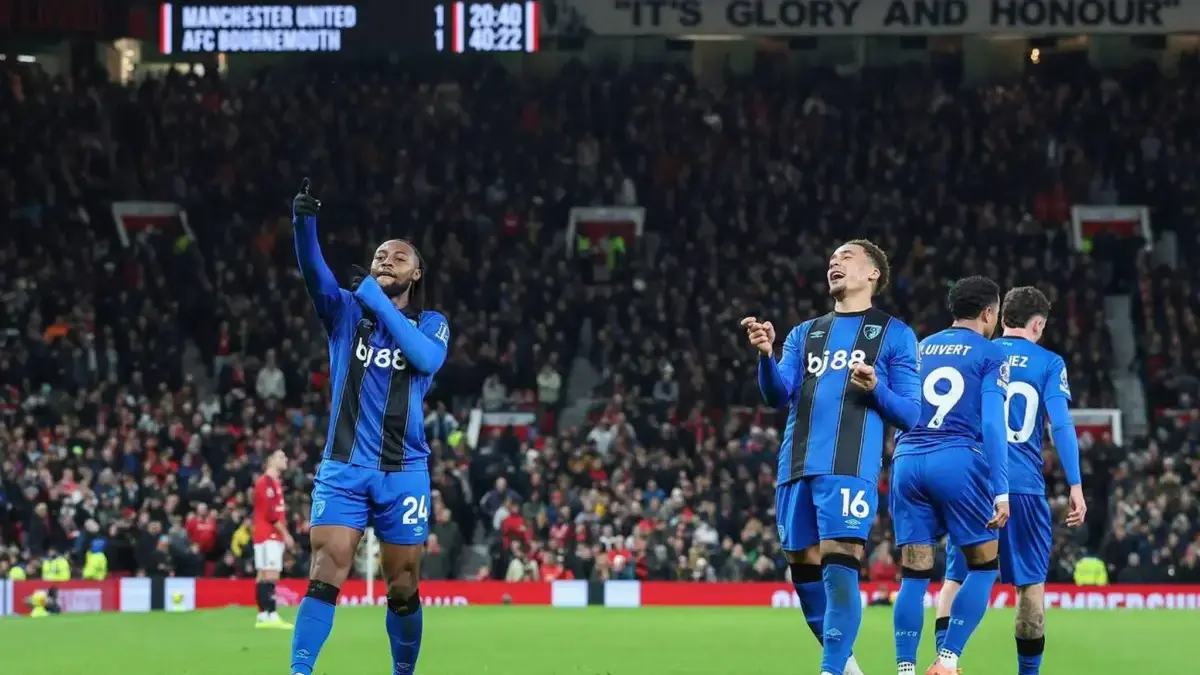 Antoine Semenyo cetak gol dalam laga Manchester United vs Bournemouth.