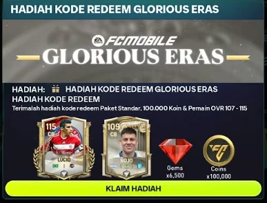 Kumpulan Kode Redeem FC Mobile 6 Desember 2025: Hadiah OVR 100–113 & Bonus 2.000 Gems! Kumpulan Kode Redeem FC Mobile 6 Desember 2025: Hadiah OVR 100–113 & Bonus 2.000 Gems!