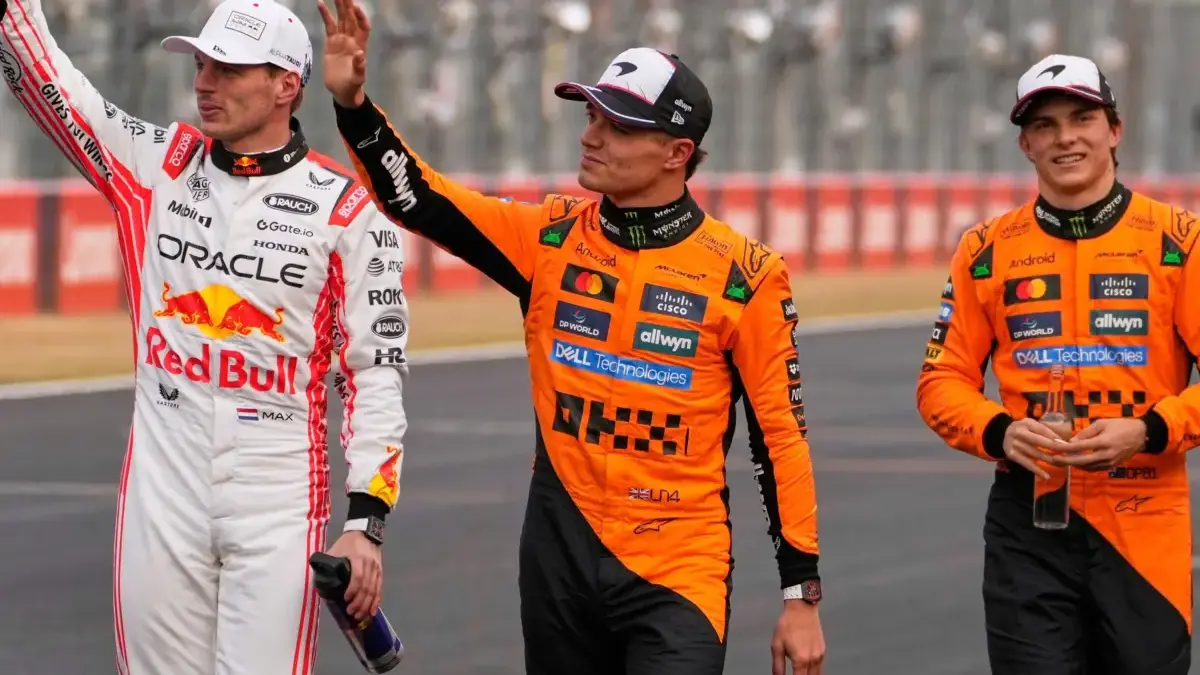 Verstappen, Norris, dan Piastri.
