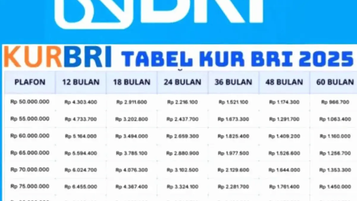 Tabel KUR BRI 2025 Pinjaman 25 Juta Bunga 0%? Cek Detail Angsurannya Sekarang! Tabel KUR BRI 2025 Pinjaman 25 Juta Bunga 0%? Cek Detail Angsurannya Sekarang!
