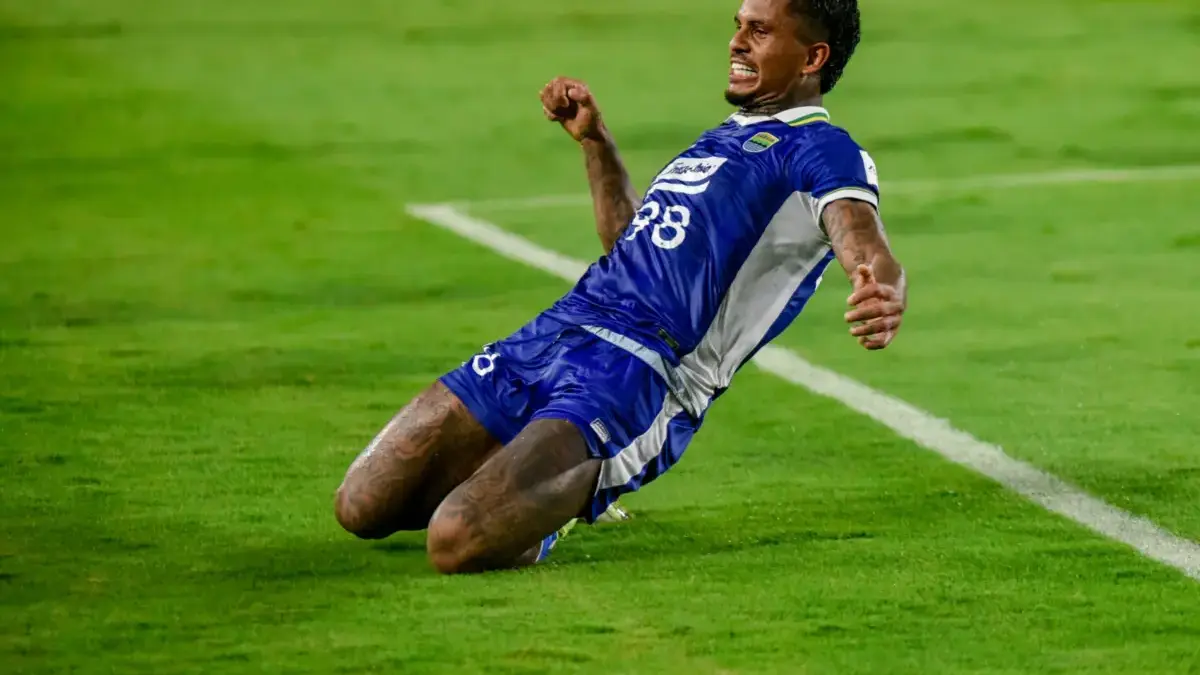 Penyerang Persib Ramon Tanque saat melakukan selebrasi setelah mencetak gol ke gawang Bangkok United di ACL 2