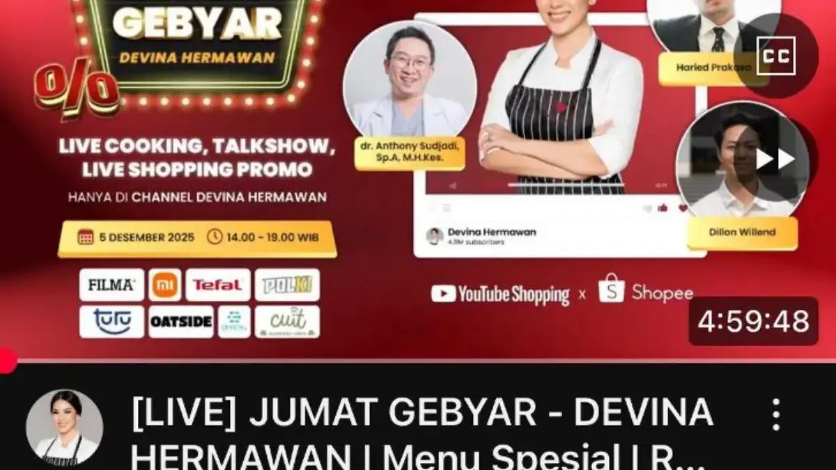 Disiarkan Live di Youtube, Chef Devina Hermawan Hadirkan Format Konten Terbaru chef Devina Hermawan